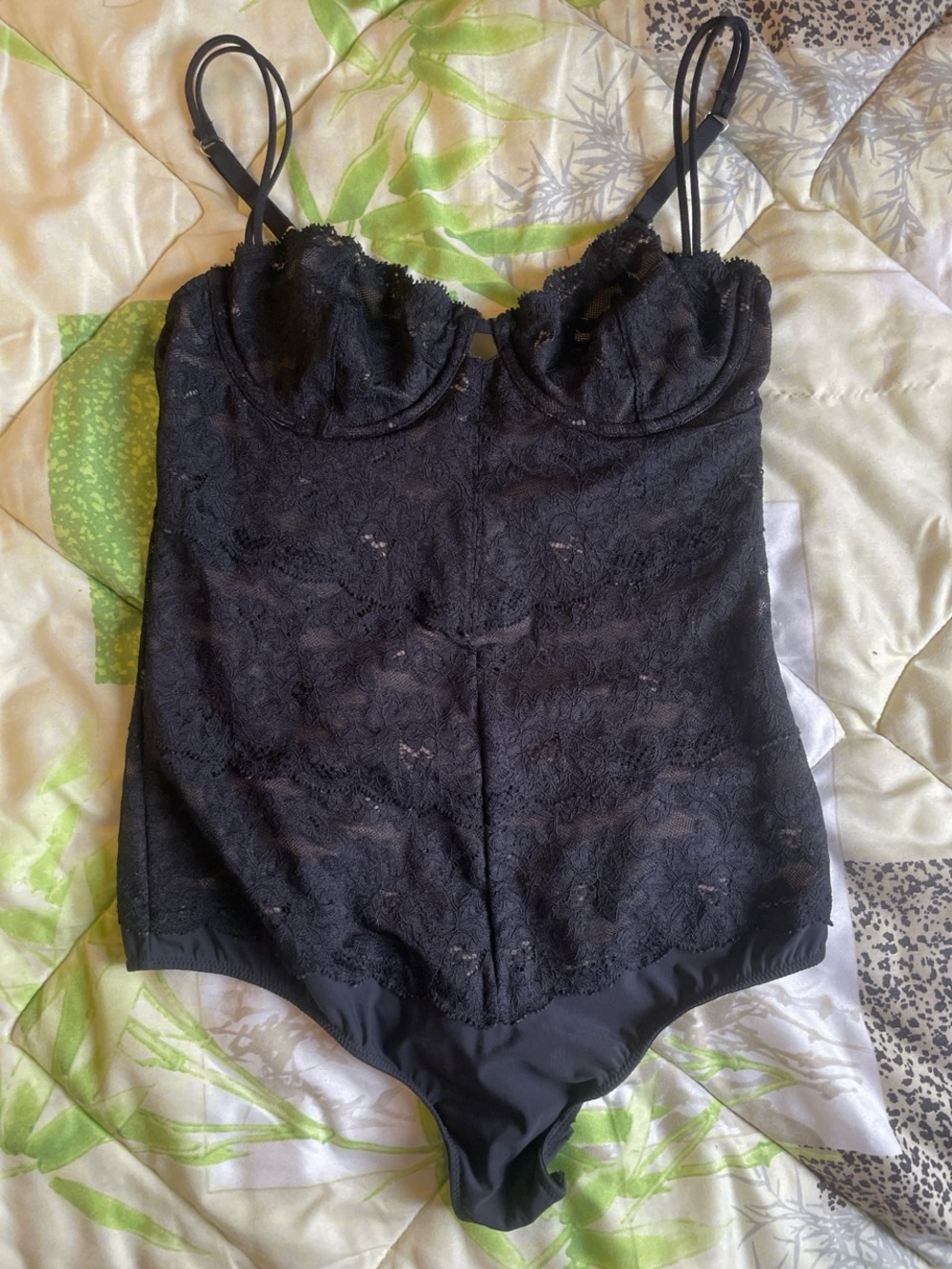 Fleur du Mal Black Lace Bodysuit Chemise